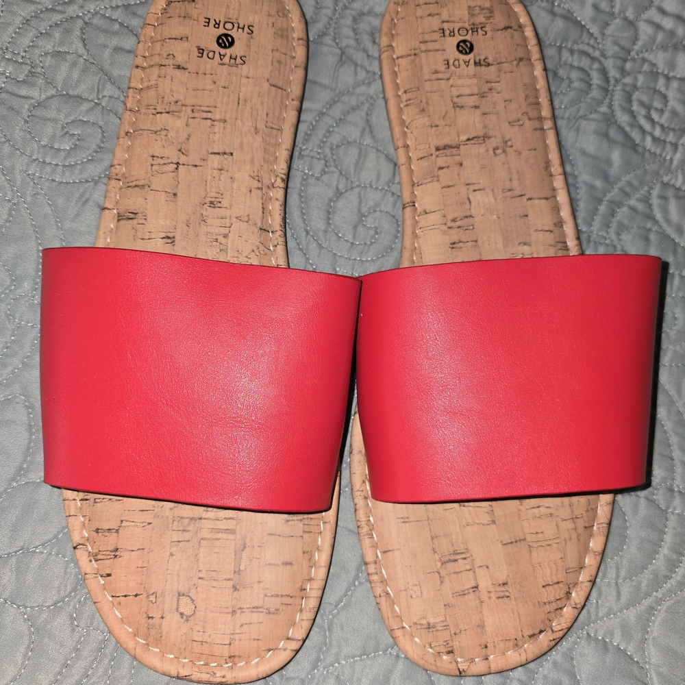 Shade & Shore Women's Bright Red Slide Sandals